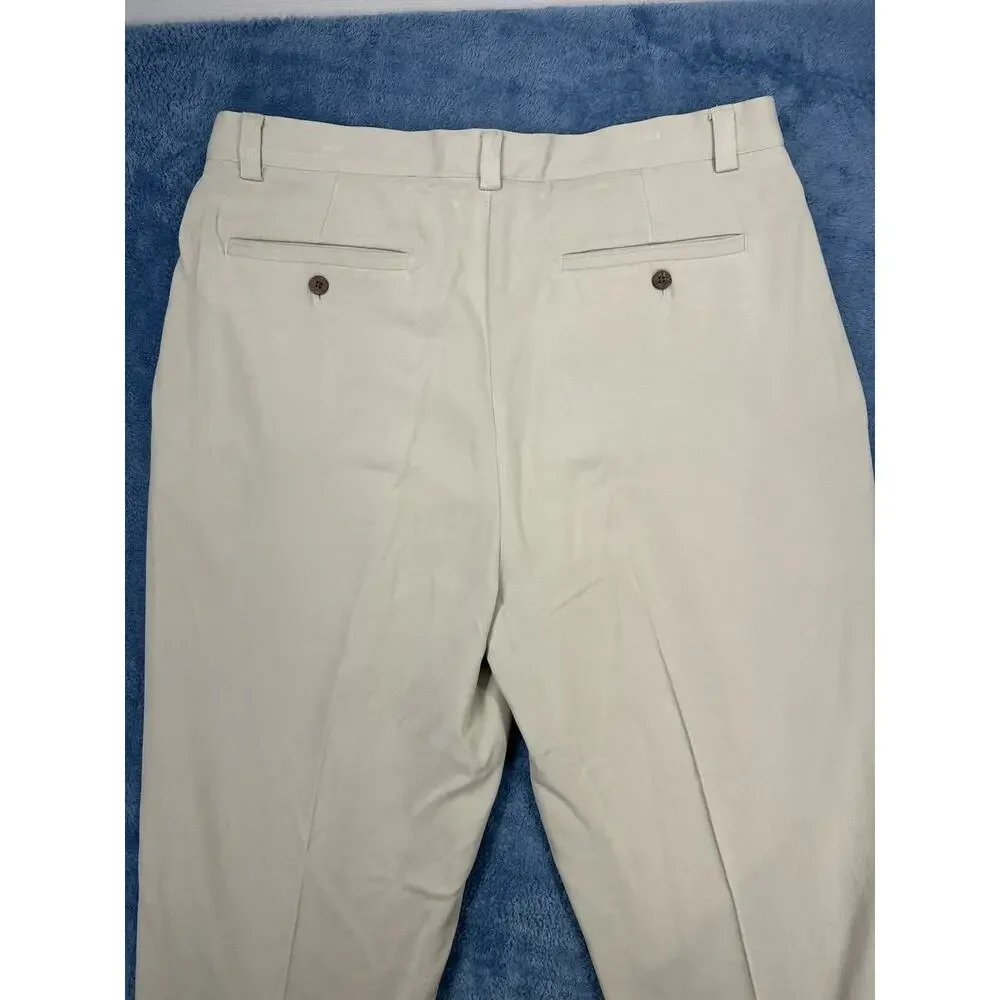 Tommy Bahama Mens 38x30 Tan 100% Silk Beige Dress Pants